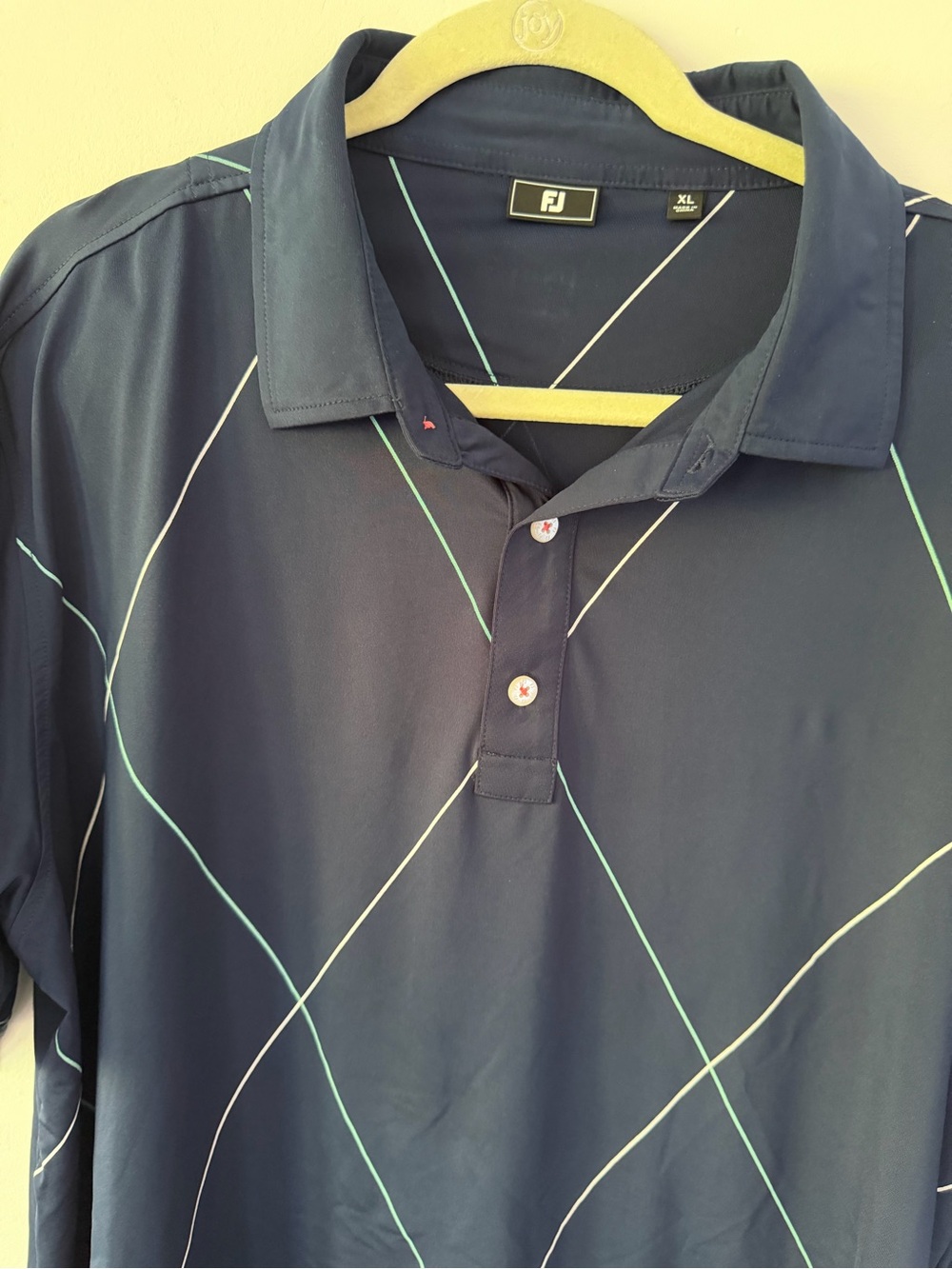 FootJoy Navy Polo with White Argyle Stitch - Picture 3 of 8